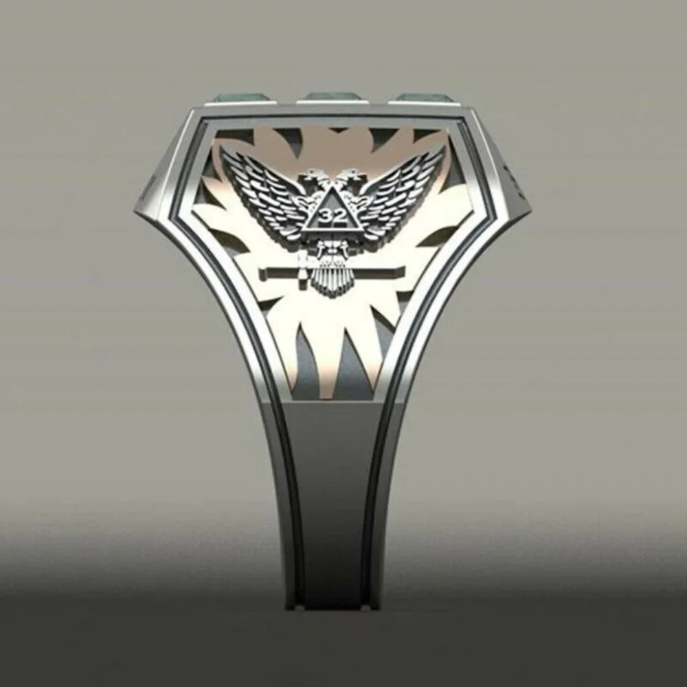 Men Two-Tone 925 Silver Aquamarine Ring - Picture 3 of 4